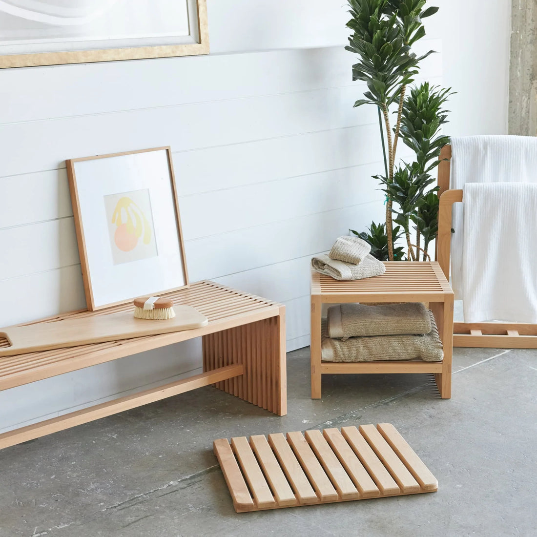 Slatted Wood Bench