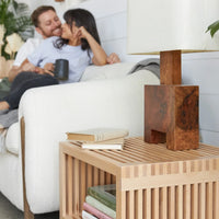 Slatted Wood Side Table
