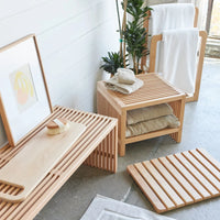 Slatted Wood Side Table