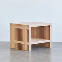Slatted Wood Side Table