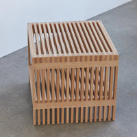 Slatted Wood Side Table